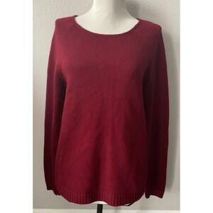 J. Crew women's Maroon Long Sleeve Scoop Sweater Merino Wool Blend  Size Med.